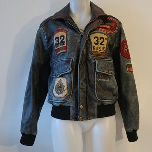 Womens Carmar Black Brown Leather Patch Embellished  Zip Bomber Jacket 38 US/M *